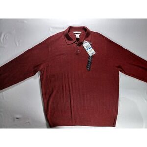 Geoffrey Beene Men's Red Acrylic Ribbed Long Sleeve Polo Sweater‎ XL NWT